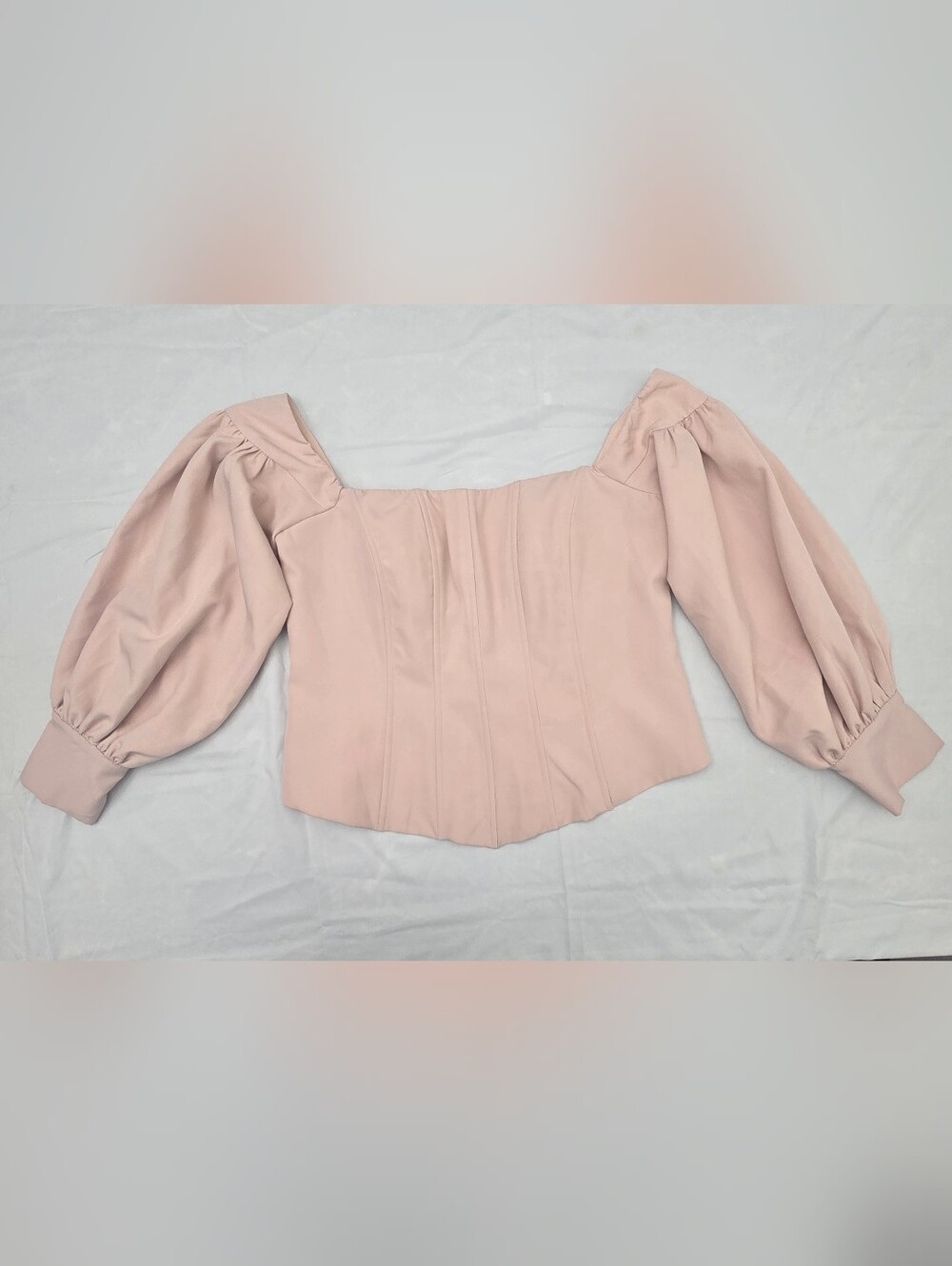 Fashion Nova Dusty Pink Bardot Puff Sleeve Top